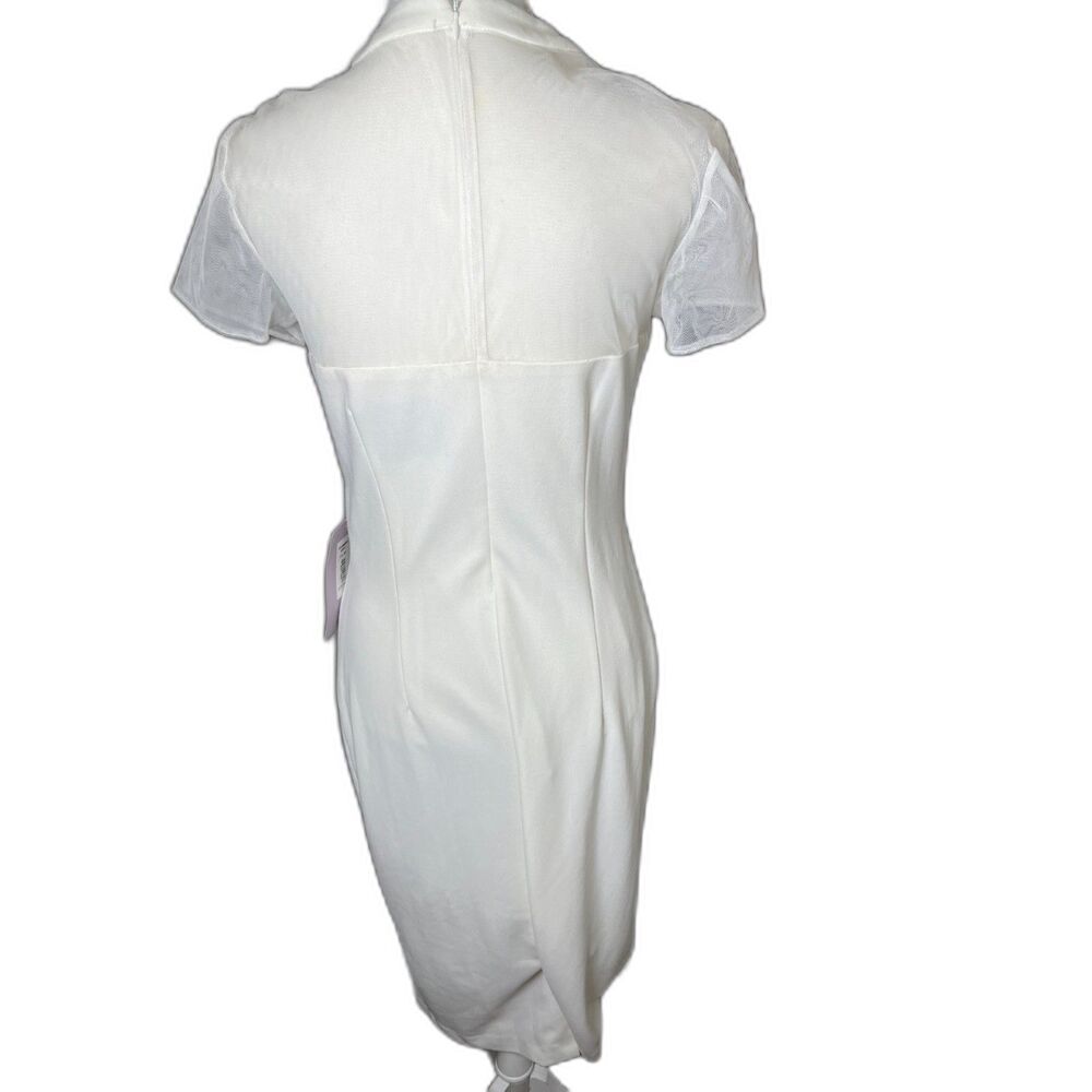 JS Collection Illusion neck, bow, midi dress size 8 off white New with tags - Picture 5 of 9